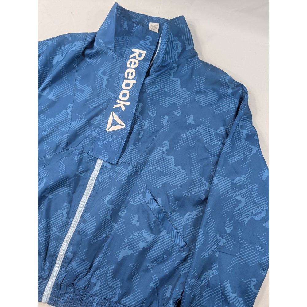 New No Tags Reebok Blue Camo Full Zip Track Jacket Athletic Gym Workout Size M